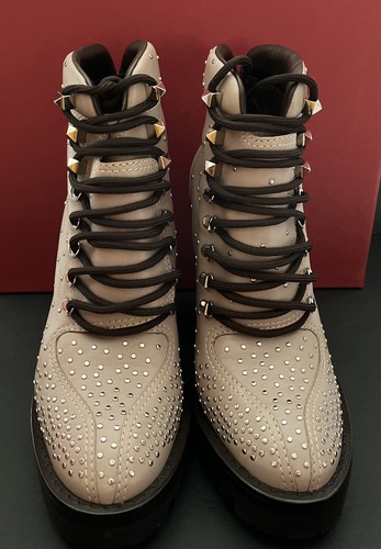 Valentino Garavani Lug Sole Platform Ankle Boots Silver Studded NEW $1875 Size 7 - Picture 2 of 11