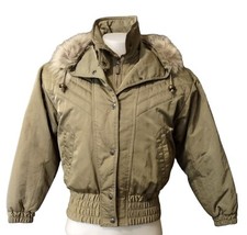 Fera Ski Wear Jacket Women's Ladies Size 6 Parka Coat Iridescent Green Fur Hood