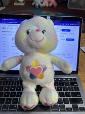 2004 Care Bear True Heart Pastel Tie Dye Plush Stuffed Animal 10.5"