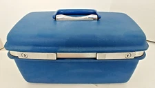 VTG Samsonite Concord SilhouetteTrain Makeup Case Traveler Blue No Tray Or Key