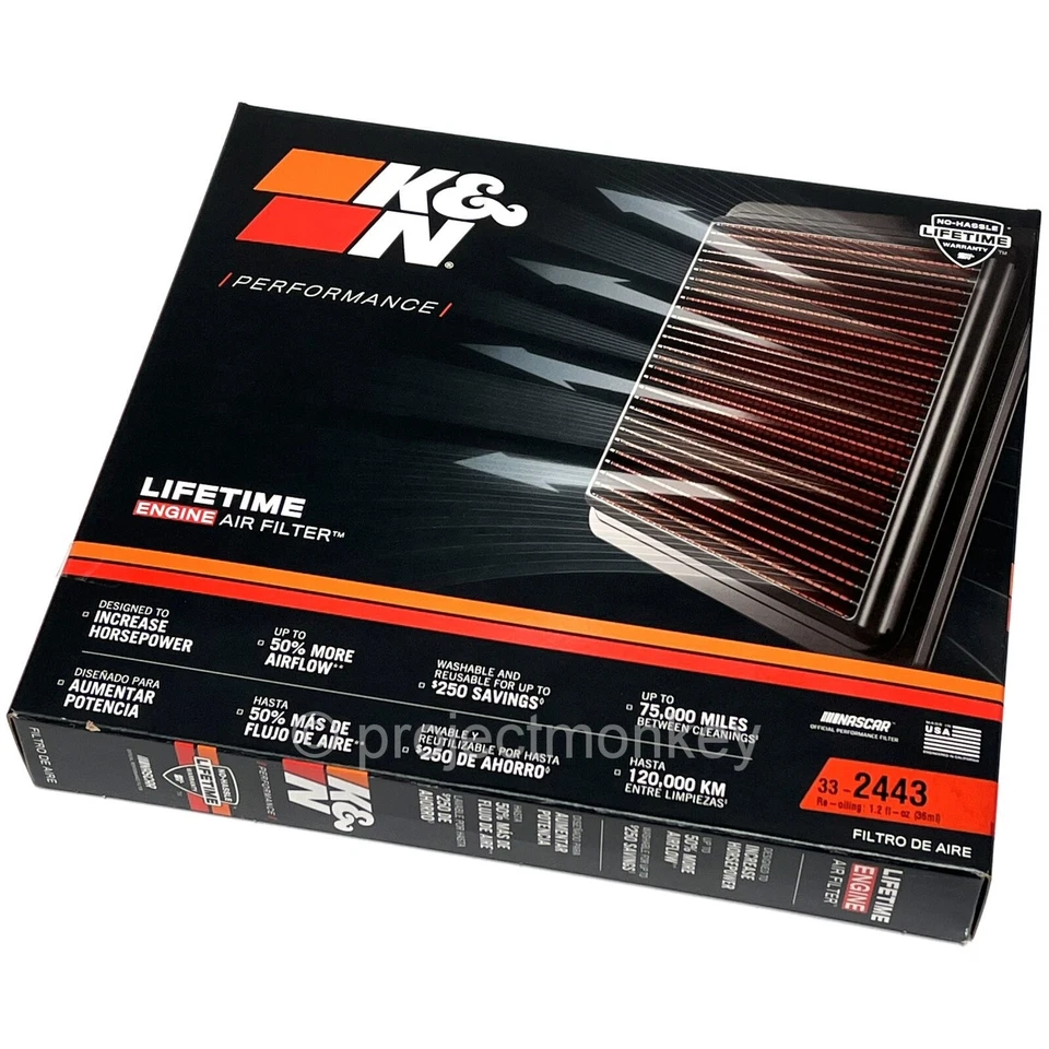 Filtro de aire de admisión K&N 33-2443 compatible con: Camry / GR Corolla / Highlander / Yaris GR Foto 2 de 2