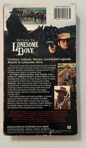 Return To Lonesome Dove (VHS,1993) The Complete 5 1/2 Hour Epic Jon Voight NEW - Picture 2 of 3
