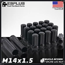 24Pc Black M14x1.5 2" 7 Spline Lug Nut+Key Fit Nissan 2022-2024 Armada/Titan XD