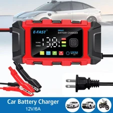 12V 6A Car Battery Charger Tender Maintainer for Trickle Motorcycle LiFePO4 New