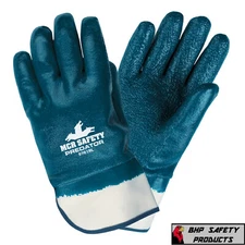 MCR Safety Predator Premium Nitrile-Coated Gloves Blue/White Large 12 Pair 9761R