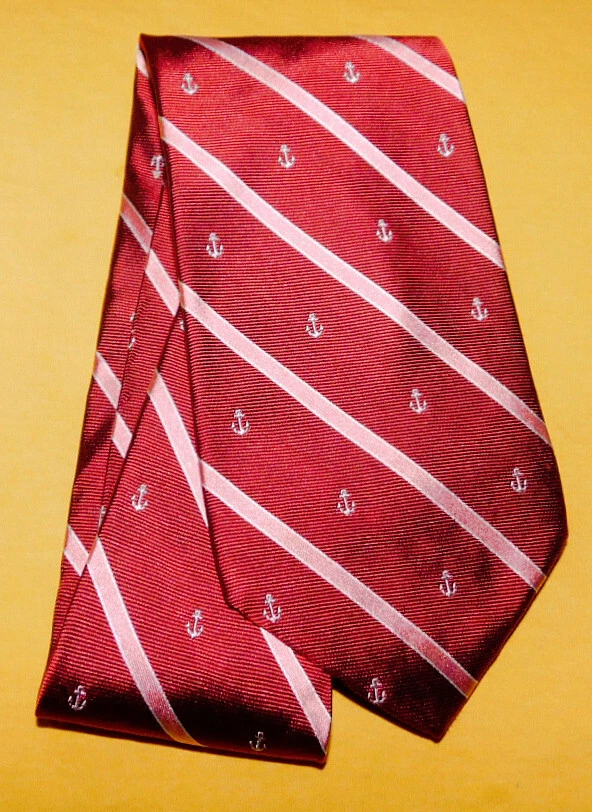 ENGLISH SPORTS SHOP BERMUDA RED/LIGHT PINK STRIPED/ANCHOR MOTIF TIE - TIES. - Image 2 of 3