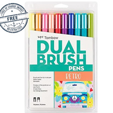 Tombow Dual Brush Pen Art Markers 10-Pack, Retro Free Ship US