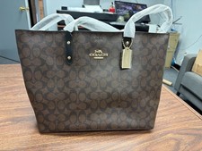 Coach Signature Town Tote F76636 Brown Black With Matching Wallet New With Tags