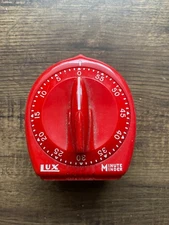 Kitchen Timer Robert Shaw Lux Minute Minder Red Atomic Rocket Knob - Tested