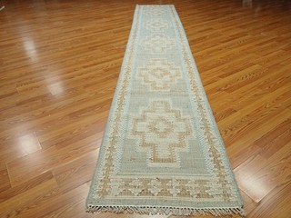 Turkish Oushak(Flat Weave)Multicolored Rug Handmade Bohemian Rug 2.6x15 Ft