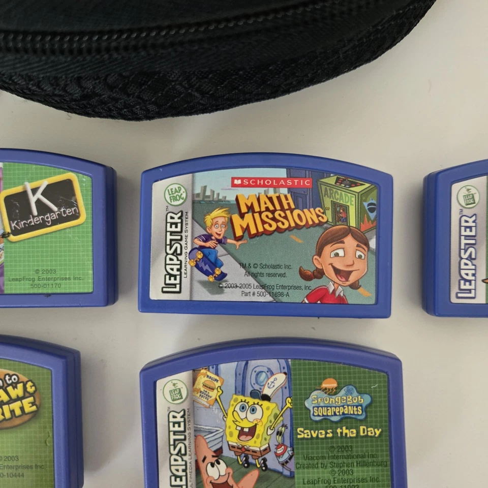 LeapFrog Leapster Learning Blue Case 8 Assorted Games SpongeBob Doc McStuffins - Image 4 of 4
