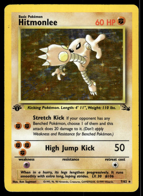 Hitmonlee Holo 7/62 1st Edition Fossil Pokemon | eBay