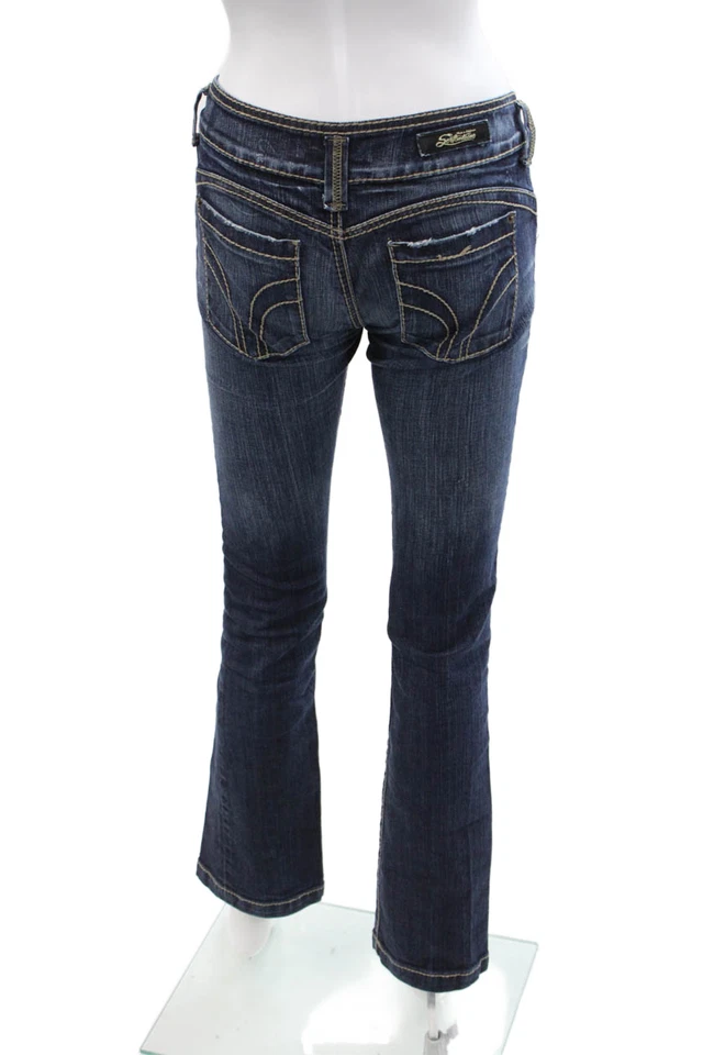 Женские джинсы Serfontaine с заниженной талией на молнии с заниженной талией синие размер 25 - Изображение 3 из 4