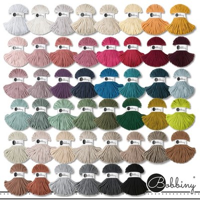 Bobbiny 100 m Flechtkordel Premium Ø 5 mm Baumwolle Textilgarn Schnur 46 Farben