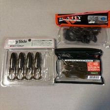 RAID JAPAN Egg Chunk 3.5 Worm Set Green & Black Soft Lures 4pcs Used