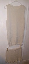 Cream Viscose 2 Piece Beachwear Set Sz L Sleeveless Knit Top Ruffle Hem Shorts