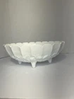 Vintage Indiana White Milk Glass Large Oval Embossed Fruit Bowl