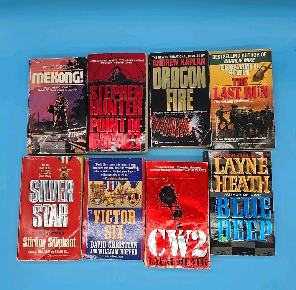 Lot of 8 Vintage Vietnam War Paperback Novels Heath Mekong Dragonfire Victor Six