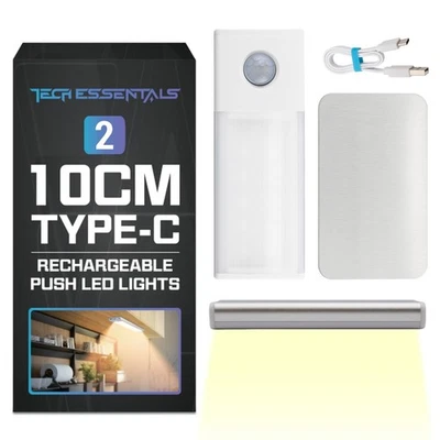 SOL 2pk Rechargable LED PIR Light Motion Sensor Strip Magnetic Cabinet Lamp Closet