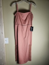 Express Sz Medium Pink Stretch Spaghetti Strap Dress With Lace NWT