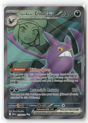 Team Rocket's Crobat ex 217/182 Ultra Rare Destined Rivals Pokemon Holo NM