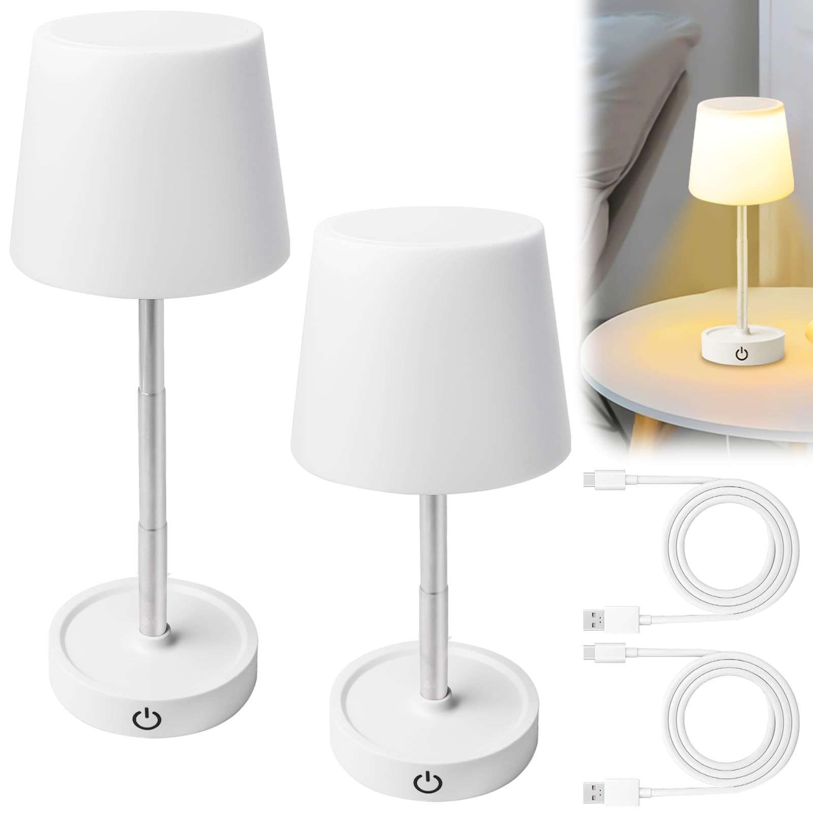 Lampe de table sans prise secteur manquante lot de 2 veilleuses LED USB