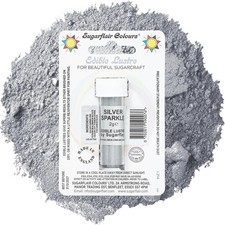 Sugarflair Silver Sparkle Edible Lustre Dust, Add a Lustrous Shine to Cakes or