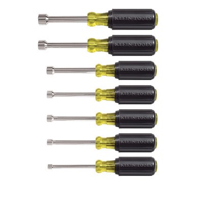 Klein Tools 631, Nut Driver Set, 3-Inch Shafts, Cushion-Grip, 7-Piece