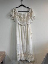 ASTR The Label Dress Womens Small White Lace Off Shoulder Maxi Sundress Boho