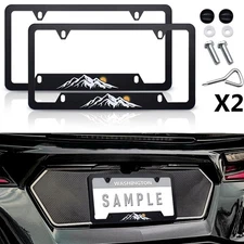 2xFor Jeep Compass Snow Mountains Sunrise Car License Plate Frame Holder Cover