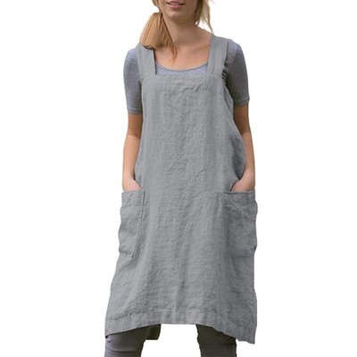Cotton Linen Apron Cross Back Apron for Women with Big Pockets Square Pinafor..