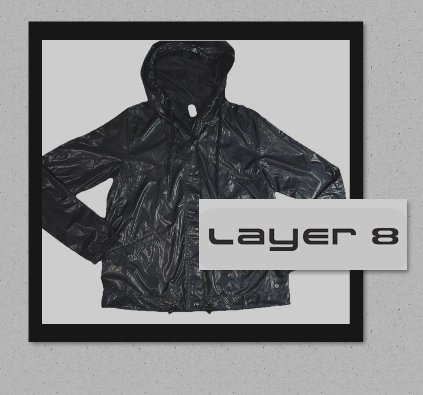 Layer8 Hooded Performance Quick Dry Women’s MEDIUM Full Zip Jacket Pockets Black
