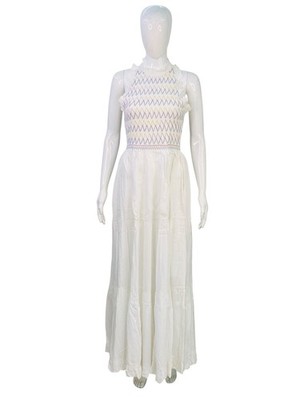 love shack fancy white halter dress Trix Eyelet Halter Maxi Dress Optic White / S
