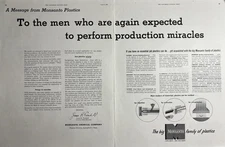 Monsanto Chemical Company Plastics Division Production Message VTG Print Ad 1951
