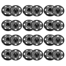 50 Set Sew-on Snap Buttons 21mm Metal Snap Fastener Buttons, Matt Black