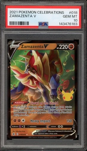 Pokemon Zamazenta V Celebrations Holo Rare #018 PSA 10 Gem Mint