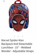 Marvel Spider-Man Webbed Wonder Backpack Detachable Lunchbox Adjustable Straps