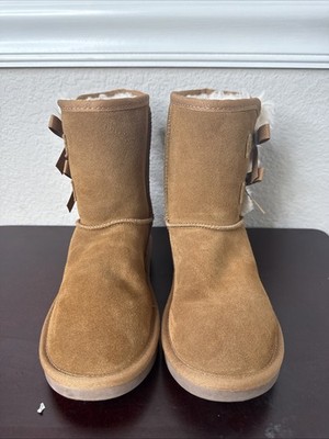 Koolaburra By UGG Victoria Short Chestnut Brown Boots Suede Youth Size 1