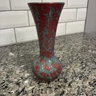 Vintage McCoy Pottery Splatter Vase Blue & Red Mid Century Modern