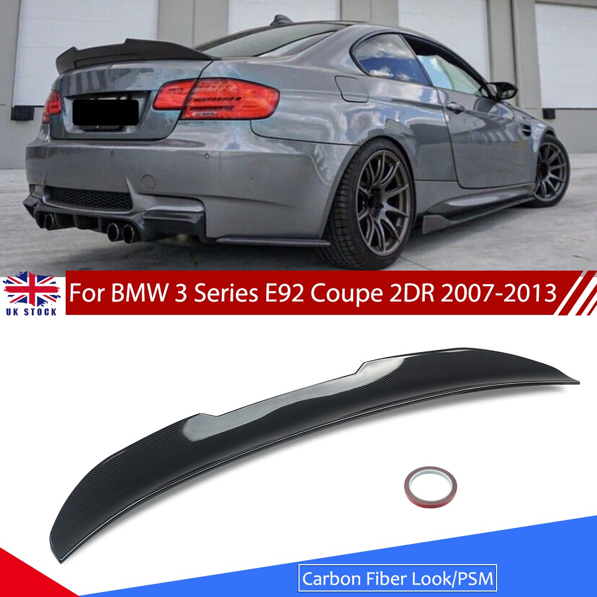 FOR 2007-13 BMW 3 SERIES E92 COUPE PSM STYLE REAR BOOT TRUNK SPOILER CARBON LOOK