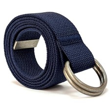 Mens  Womens Canvas Belt with D-ring,Double Ring Belt,Solid Color,Extra Navy