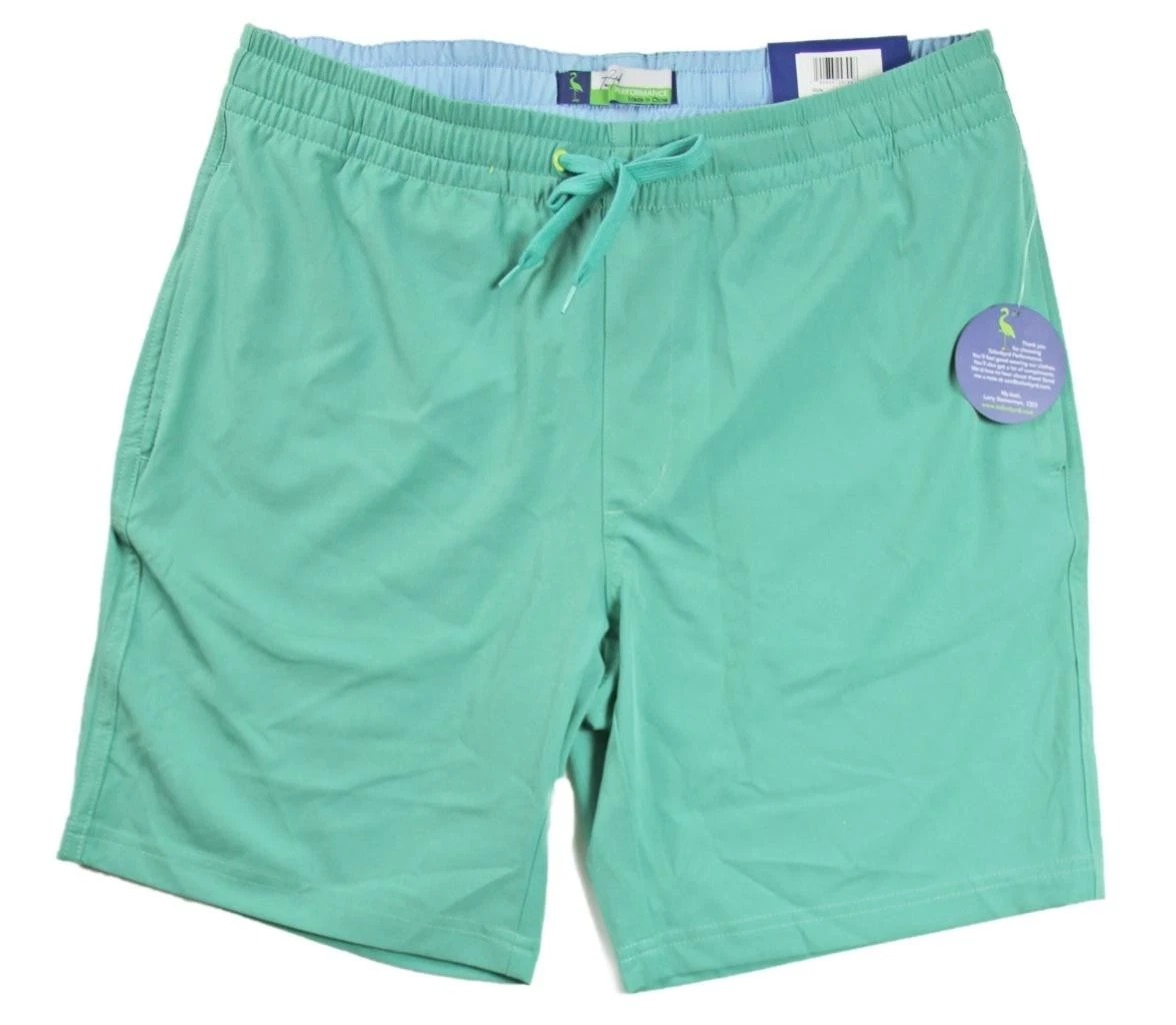 TailorByrd Mens Performance Shorts M Pull On Elastic Waist Drawcord Green $68