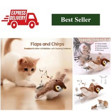 Interactive Cat Toy Bird Plush Rechargeable Chirping Flapping Bird Touch