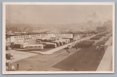 Petridge Trailer Sales Schult Parade Fifth Avenue Seattle WA RPPC Postcard