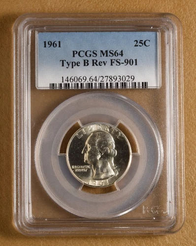 1961 P Washington Quarter 'Type B Reverse' PCGS MS64