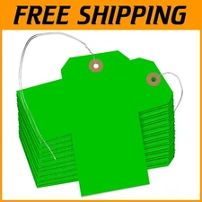 Durable 400 Pcs Green Hanging Tags with Metal Wire for Crafting & Shipping