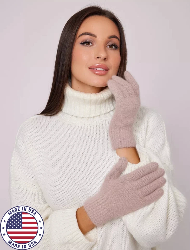 Guantes de punto 100 % angora para mujer hechos en EE. UU. Foto 3 de 4