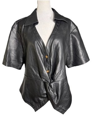 Eloquii Noir Twist Faux Leather Top   Size 14  Modern Edge Blouse