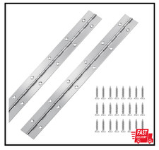 2Pcs Piano Hinge, 12 Inch Stainless Steel Hinges with Holes and Screws Included