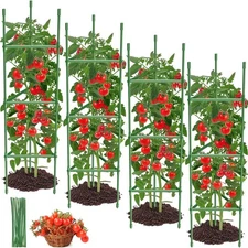 4PCS Tomato Cages for Garden, Tomato Trellis for Raised Garden Bed, 51.2" Tall C